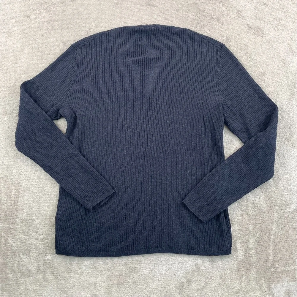 John Varvatos Henley Sweater Men Large Navy‎ Camel Hair Blend Ribbed USA $298